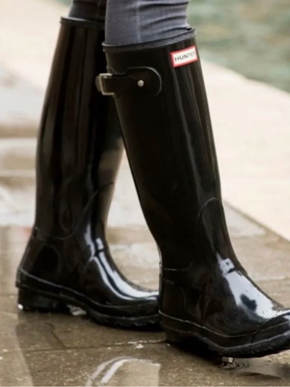 Women's Hunter Original Gloss Rain Boots Black Size 7M / 8W